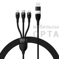 Кабель 3в1 U+C to M+L+C Baseus Flash Series Ⅱ Two-for-three Charging 100W 1.2m Black Кабель 3в1 U+C to M+L+C Baseus Flash Series Ⅱ Two-for-three Charging 100W 1.2m Black