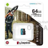 Карта памяти MicroSD 64 Гб Kingston Class 10 Canvas Go Plus UHS-I U3 V30 A2 (170/70 Mb/s) без адаптера