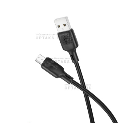 Кабель Usb to Micro BOROFONE BX113 Lenny, 1m, 2.4A, силикон, цвет: чёрный (1/360)